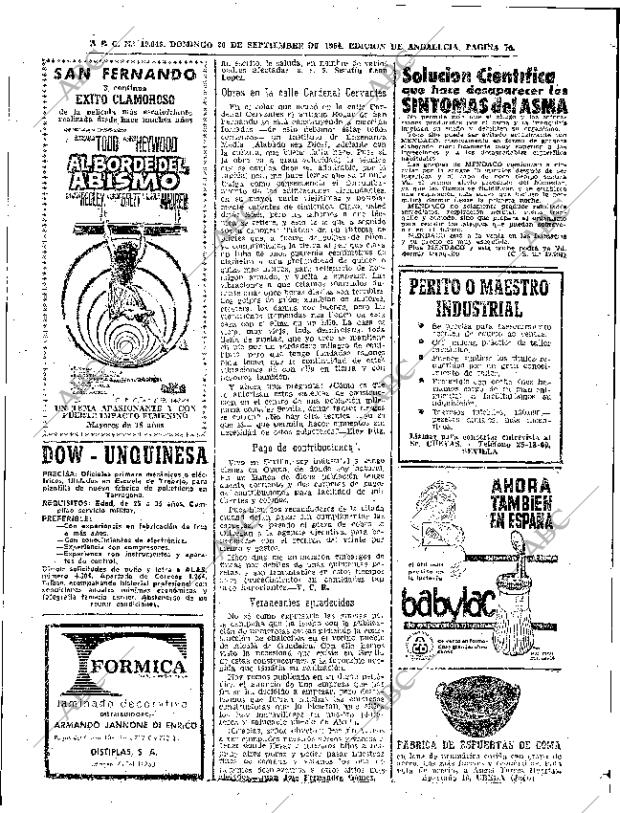 ABC SEVILLA 20-09-1964 página 74
