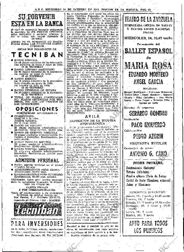 ABC MADRID 14-10-1964 página 64
