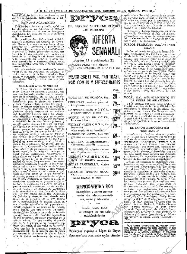 ABC MADRID 15-10-1964 página 62