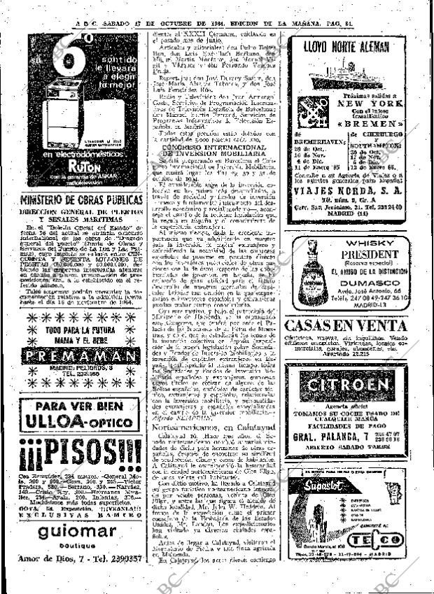 ABC MADRID 17-10-1964 página 84