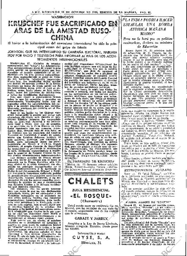 ABC MADRID 18-10-1964 página 87