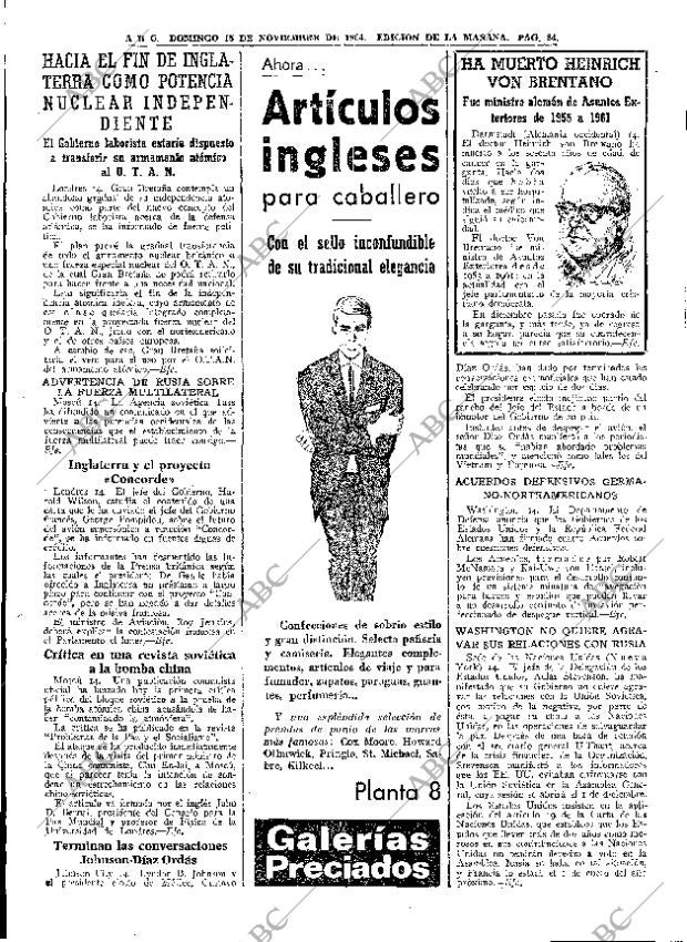 ABC MADRID 15-11-1964 página 84