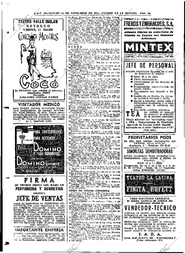 ABC MADRID 18-11-1964 página 94