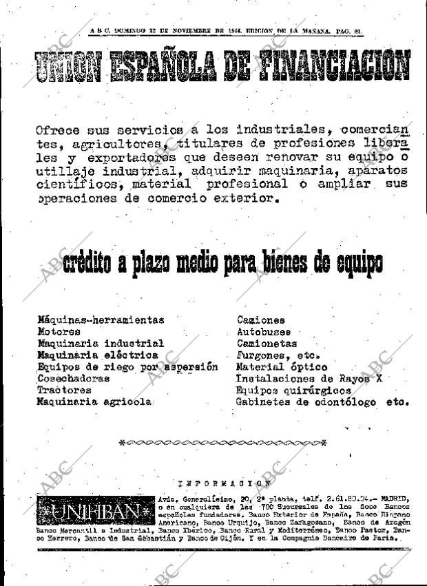 ABC MADRID 22-11-1964 página 92
