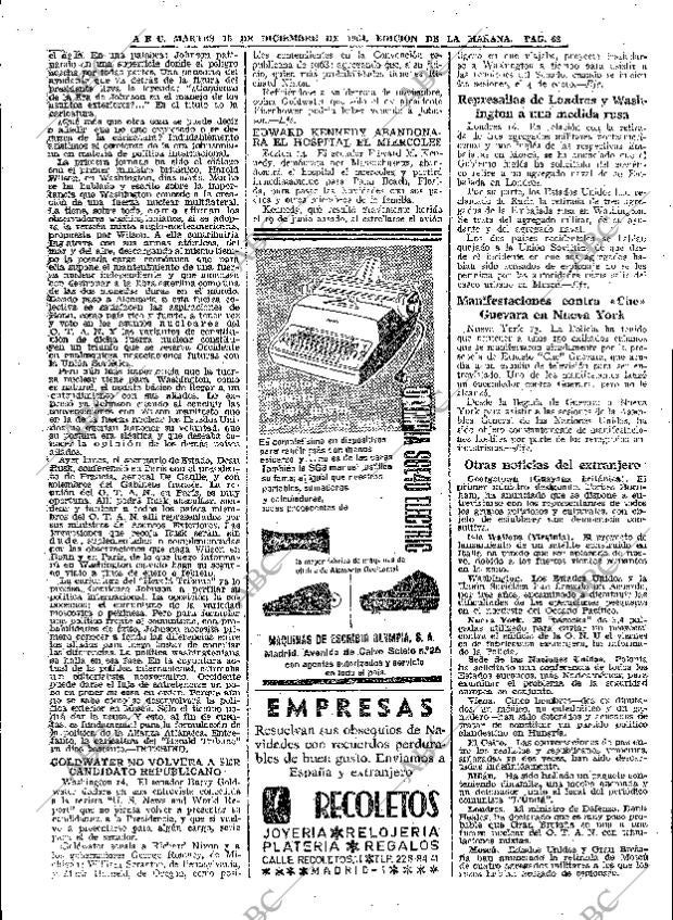 ABC MADRID 15-12-1964 página 62