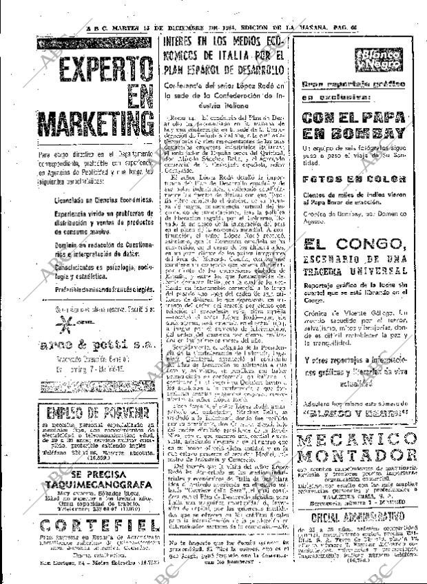 ABC MADRID 15-12-1964 página 66