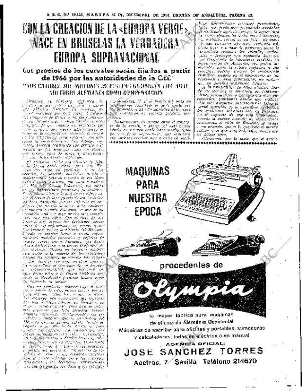 ABC SEVILLA 15-12-1964 página 43
