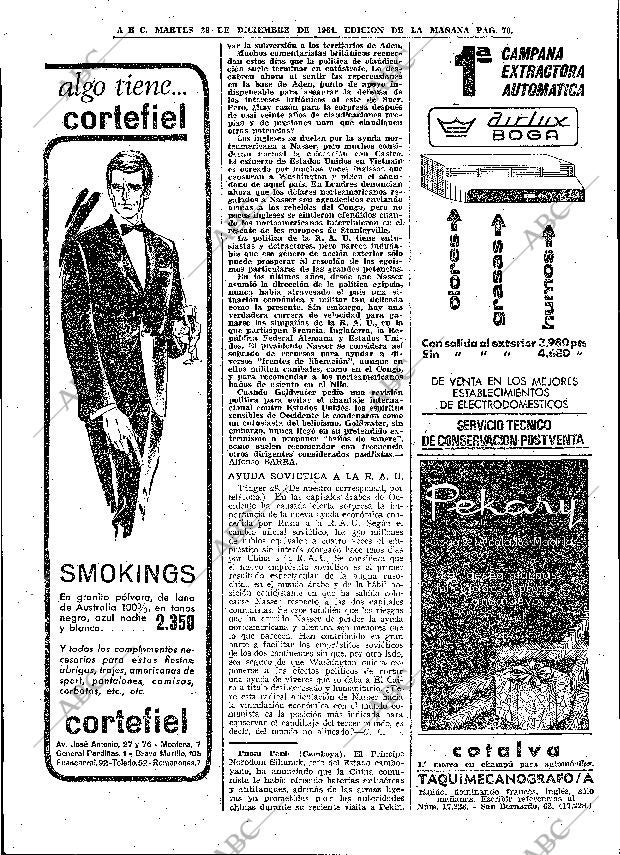 ABC MADRID 29-12-1964 página 70