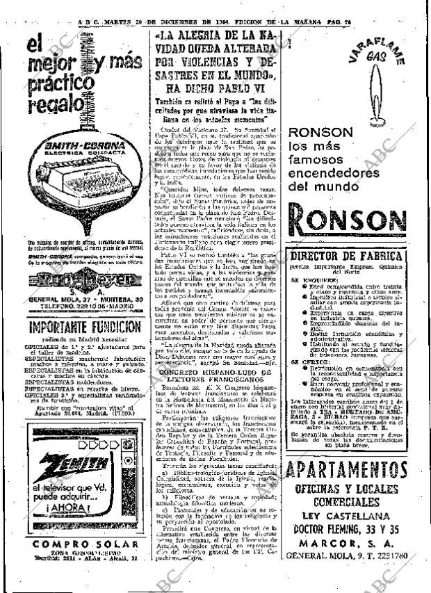 ABC MADRID 29-12-1964 página 74