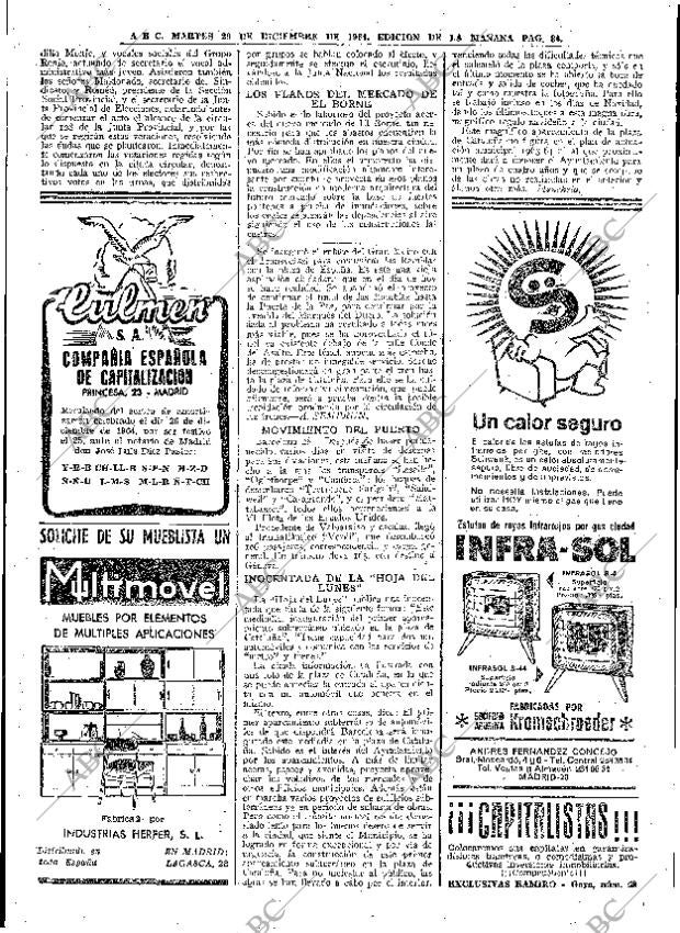 ABC MADRID 29-12-1964 página 84
