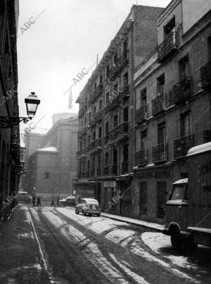 Vista de una de las Calles Nevadas de Madrid