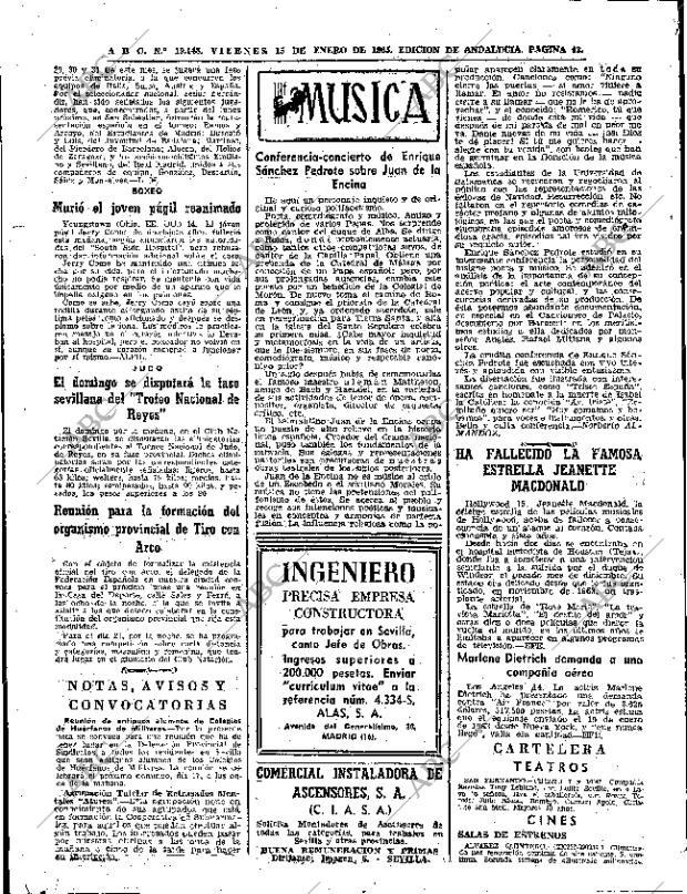 ABC SEVILLA 15-01-1965 página 42