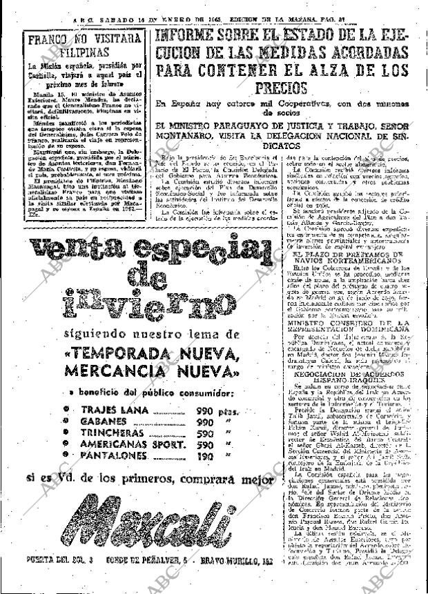 ABC MADRID 16-01-1965 página 37