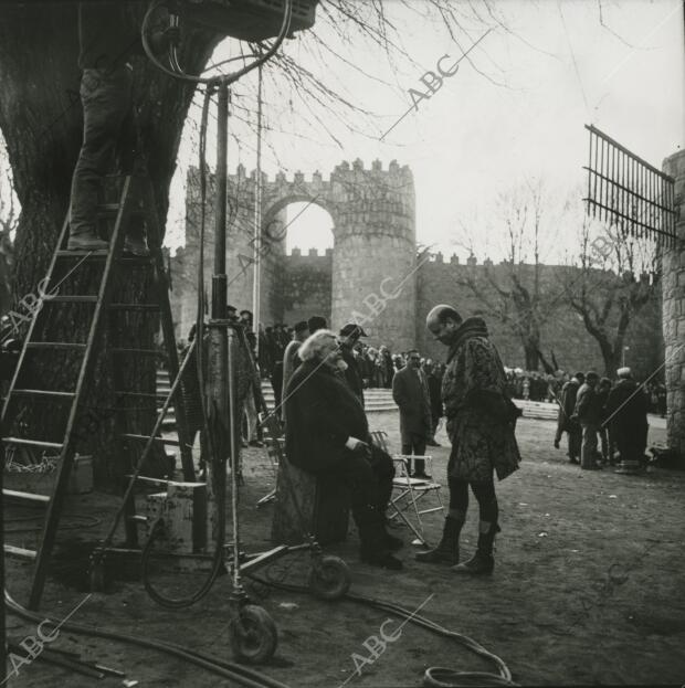 Orson Welles durante el rodaje de «Campanadas a media noche»