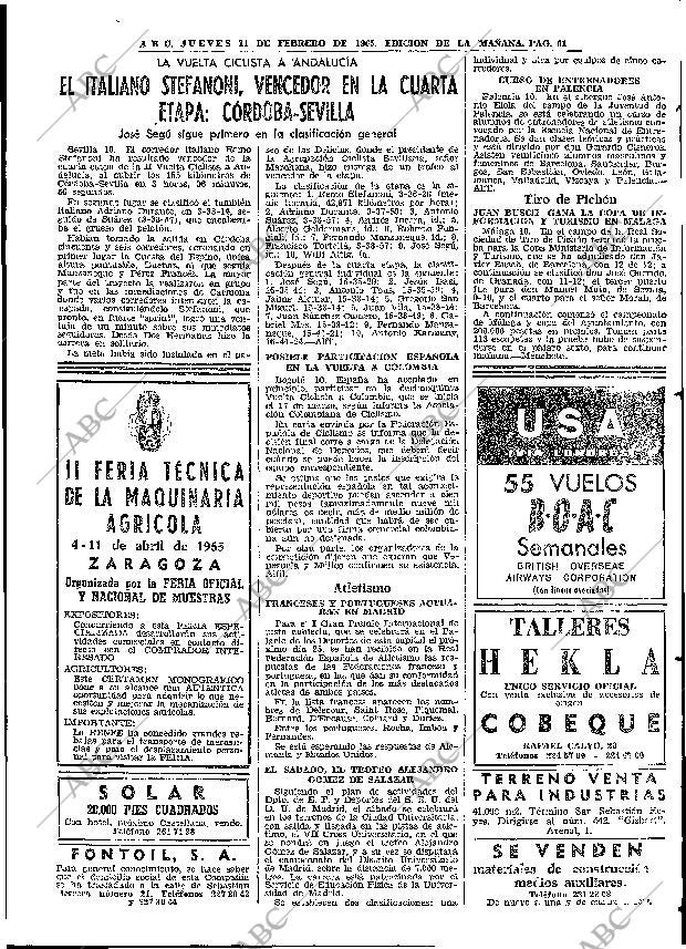 ABC MADRID 11-02-1965 página 61