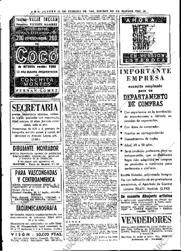 ABC MADRID 11-02-1965 página 64