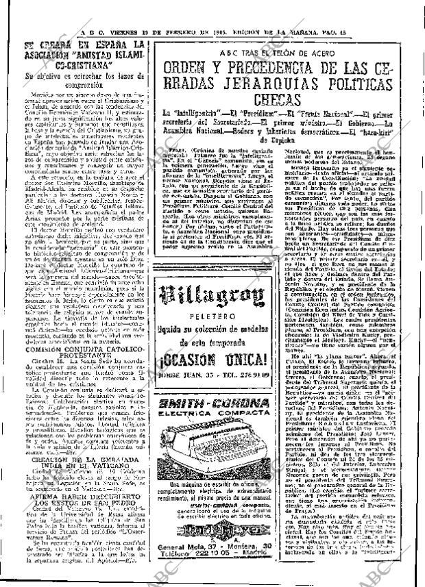 ABC MADRID 19-02-1965 página 45