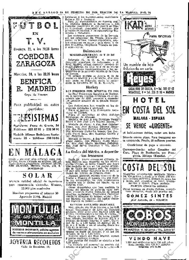ABC MADRID 20-02-1965 página 74