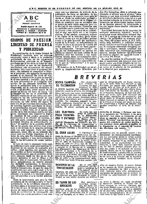 ABC MADRID 23-02-1965 página 40