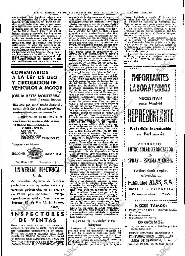 ABC MADRID 23-02-1965 página 48