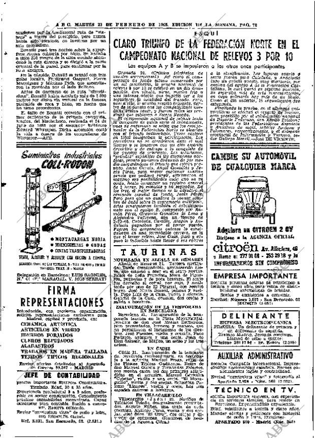 ABC MADRID 23-02-1965 página 72