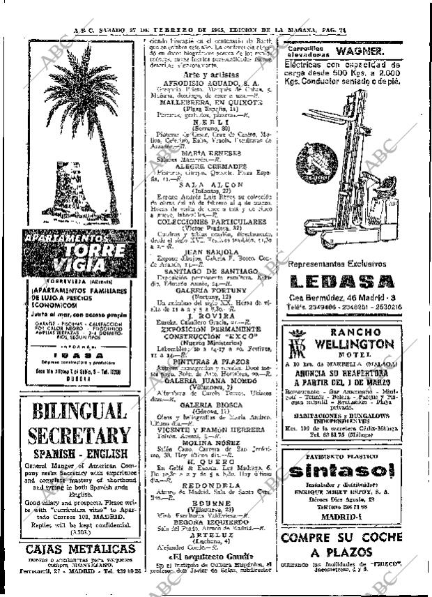 ABC MADRID 27-02-1965 página 74