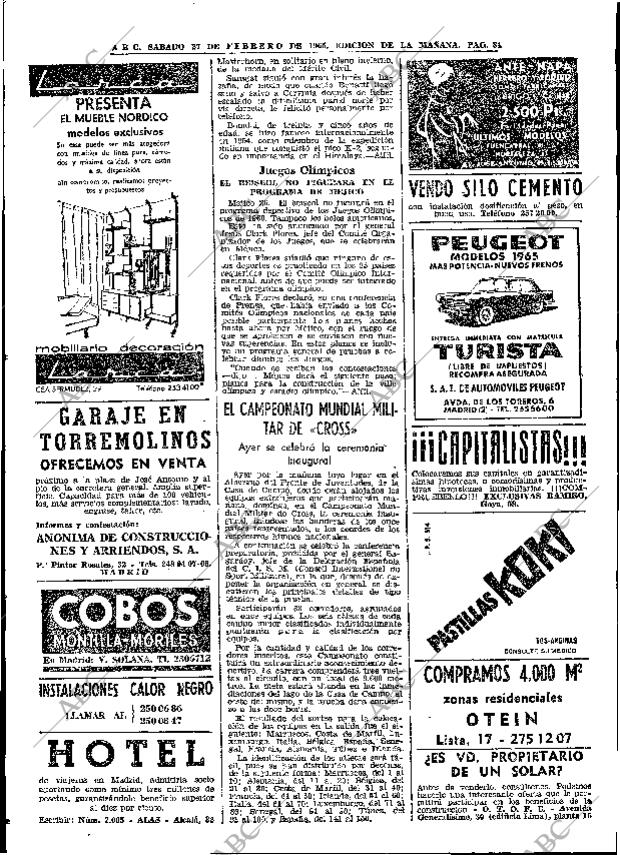 ABC MADRID 27-02-1965 página 84
