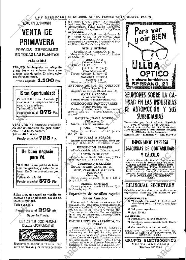 ABC MADRID 21-04-1965 página 74