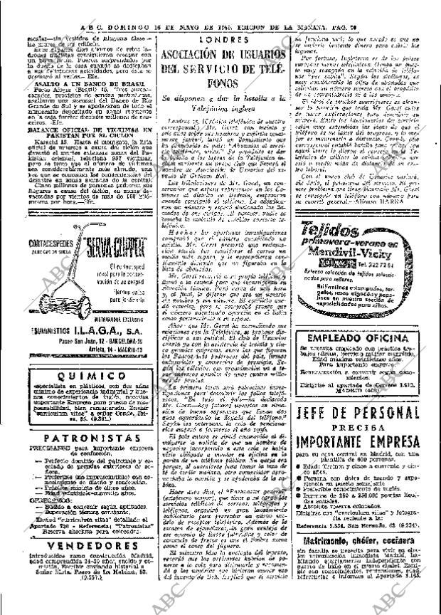 ABC MADRID 16-05-1965 página 70