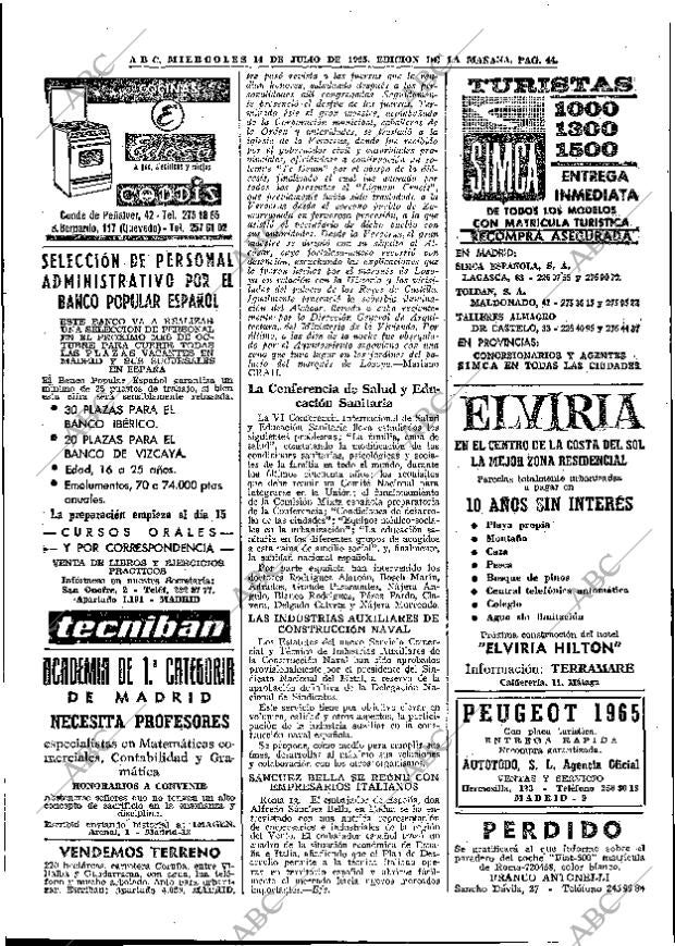 ABC MADRID 14-07-1965 página 44