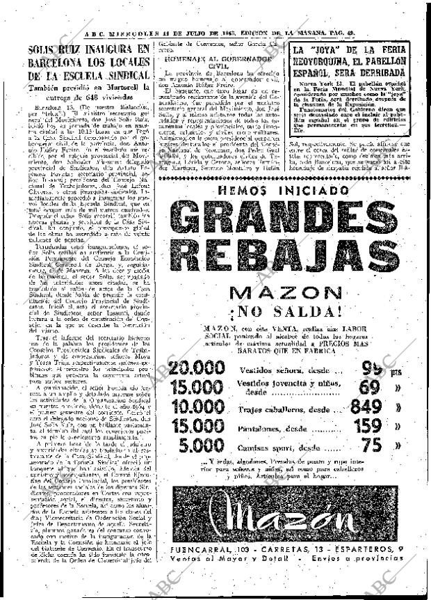 ABC MADRID 14-07-1965 página 49