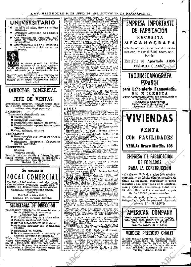 ABC MADRID 14-07-1965 página 71