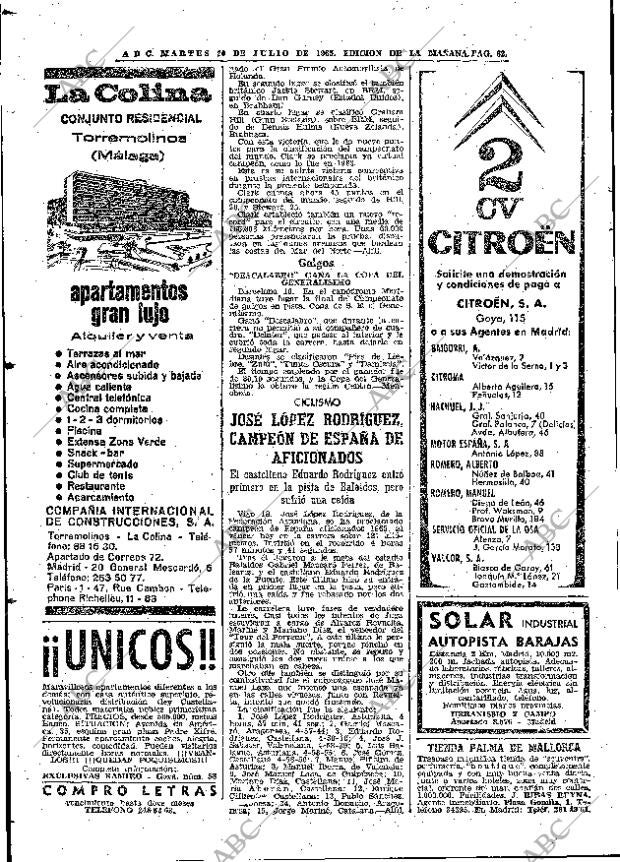 ABC MADRID 20-07-1965 página 62