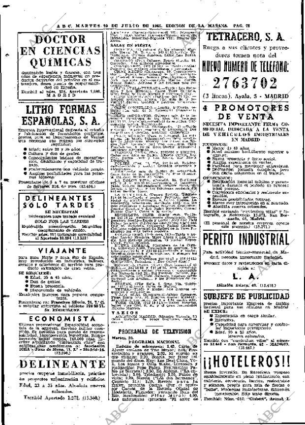 ABC MADRID 20-07-1965 página 72