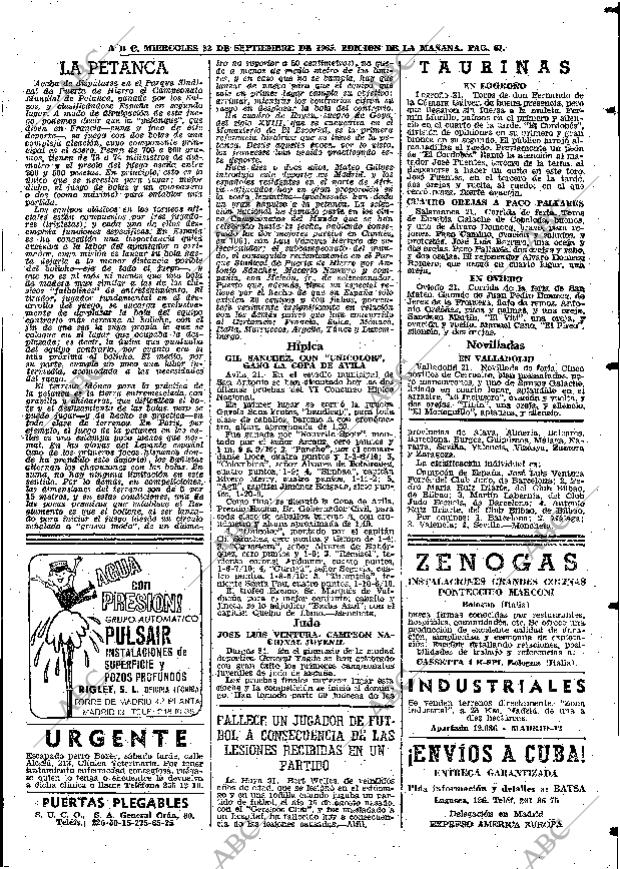 ABC MADRID 22-09-1965 página 67