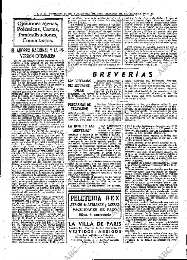 ABC MADRID 14-11-1965 página 64