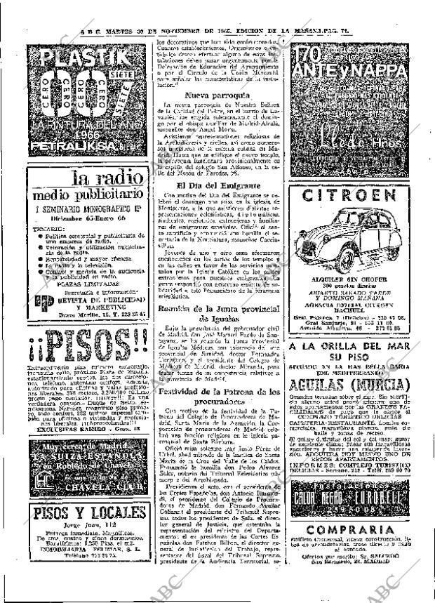 ABC MADRID 30-11-1965 página 74