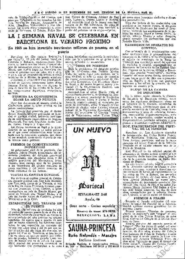 ABC MADRID 18-12-1965 página 91