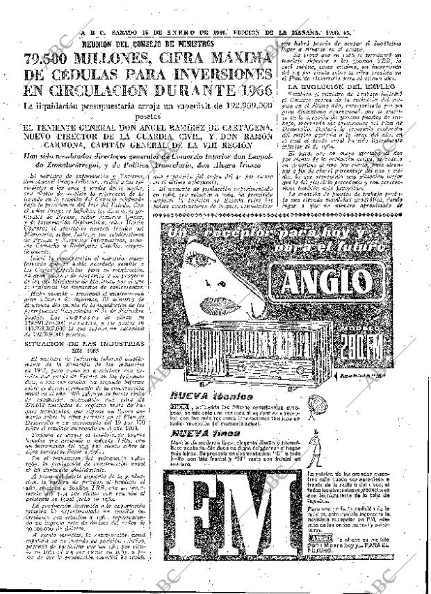 ABC MADRID 15-01-1966 página 45