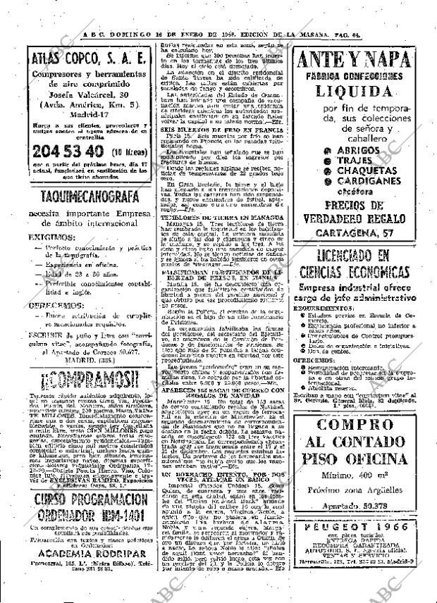 ABC MADRID 16-01-1966 página 64