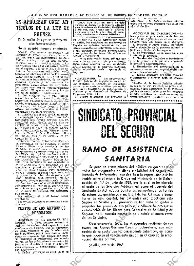 ABC SEVILLA 01-02-1966 página 23