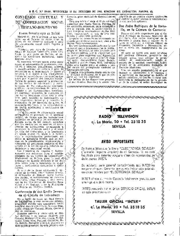 ABC SEVILLA 16-02-1966 página 43