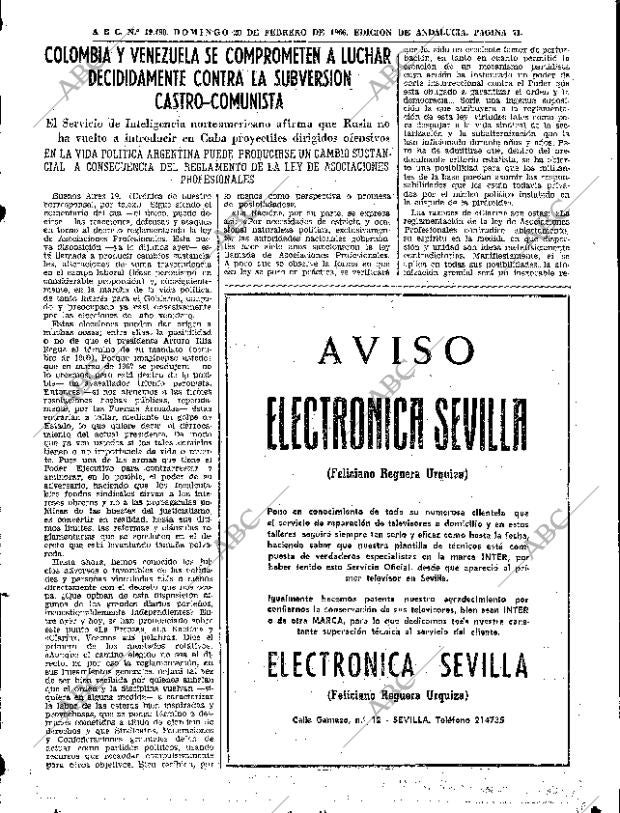 ABC SEVILLA 20-02-1966 página 71