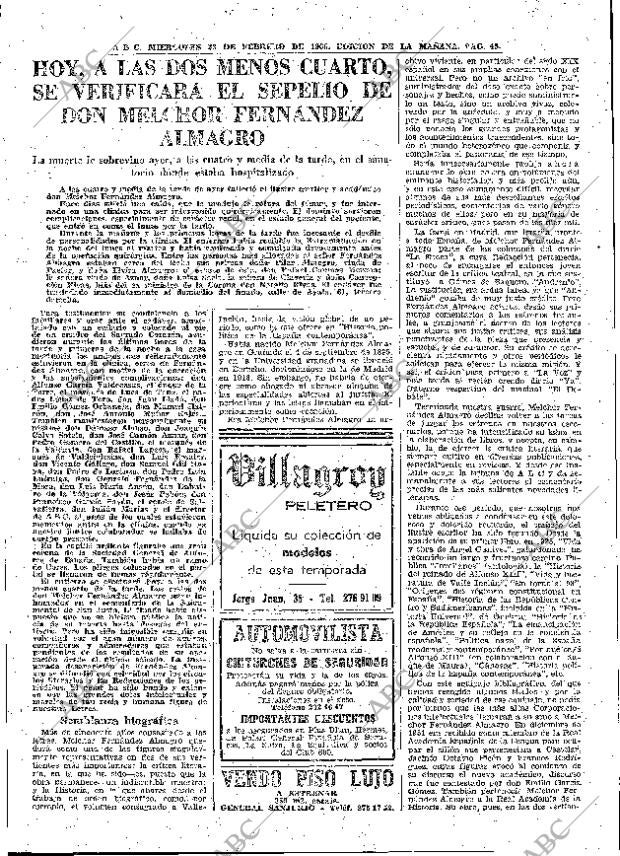 ABC MADRID 23-02-1966 página 45