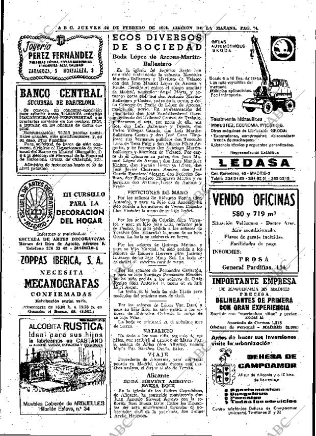 ABC MADRID 24-02-1966 página 74