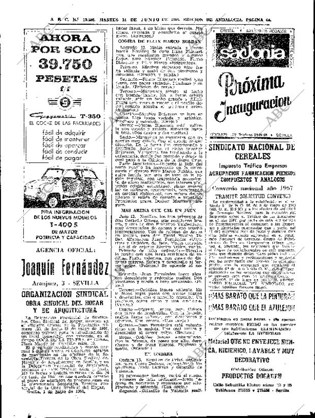 ABC SEVILLA 14-06-1966 página 62