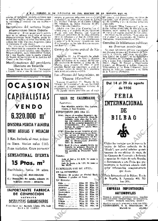 ABC MADRID 13-08-1966 página 42