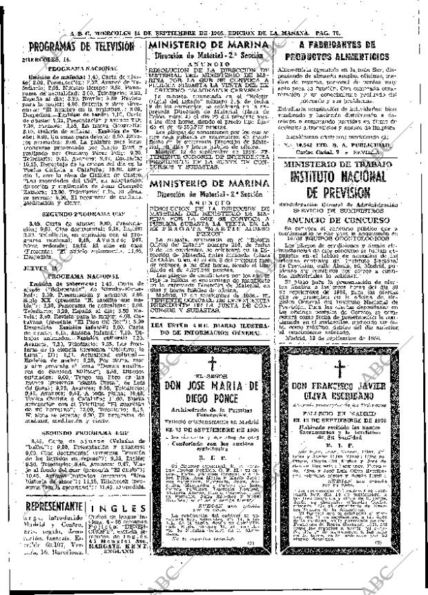 ABC MADRID 14-09-1966 página 70