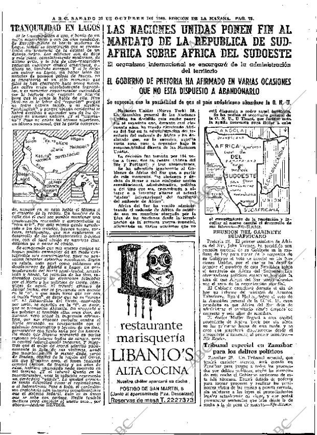 Periódico ABC MADRID 29-10-1966,portada - Archivo ABC