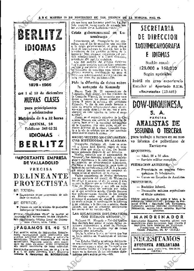 ABC MADRID 29-11-1966 página 68
